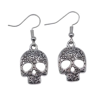 1Pair Skull Face Charm 24x16mm Earrings Skull Pendant Earrings Drop Earrings