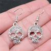 1Pair Skull Face Charm 24x16mm Earrings Skull Pendant Earrings Drop Earrings view 4