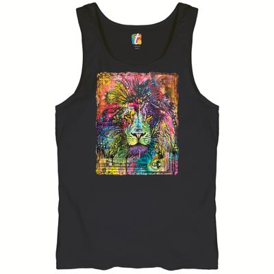Dean Russo Colorful Lion Head Tank Top Wild Life King Roar Men's Top Black Small