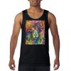 Dean Russo Colorful Lion Head Tank Top Wild Life King Roar Men's Top Black Small view 2