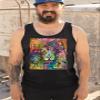 Dean Russo Colorful Lion Head Tank Top Wild Life King Roar Men's Top Black Small view 3