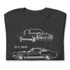 1965 Stang high-Performance Pony car GT350 Antique Collector Car Sketch Art Muscle Cars Short-Sleeve Unisex T-Shirt Dark Heather view 2
