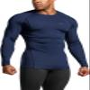 TSLA Men's UPF 50+ Compression Shirts, Cool Dry Long Sleeve Athletic Tops, Sports Baselayer Workout Shirt, Navy, Small view 2