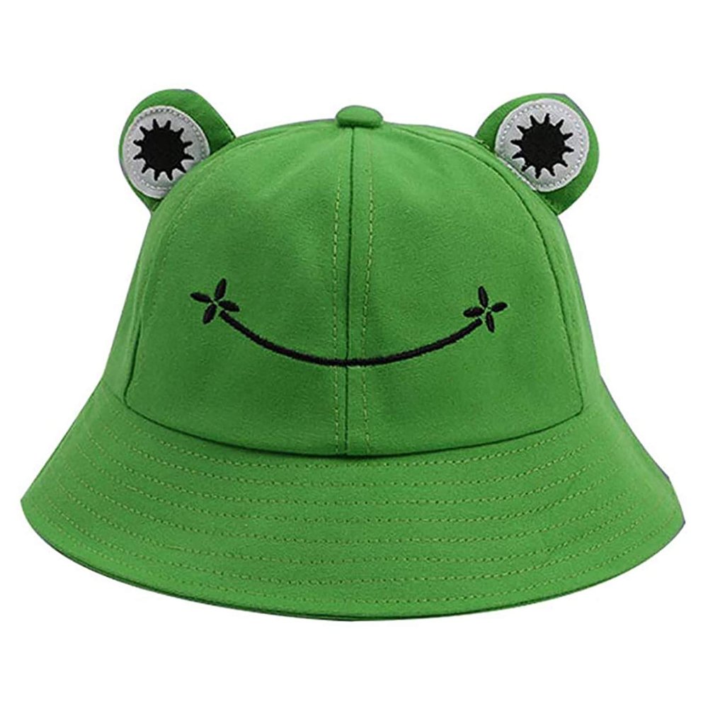 Kids Bucket Hat for Girls Boys Summer Cute Animal Hiking Beach Fishing Cap Beach Hats Photography Sun Hat(Green,One Size)