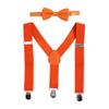 IBTOM CASTLE Baby Boys Y Back Adjustable Elastic Suspender Strong Sturdy Clip-on Braces Pre tied Bow Tie Set Kids Perfect for Tuxedo Orange One Size view 1