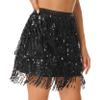 Loloda Women's Sequin Skirt Glitter Belly Dance Hip Skirt Tassel Scarf Rave Skirt Dance Party Costume Black Medium view 3