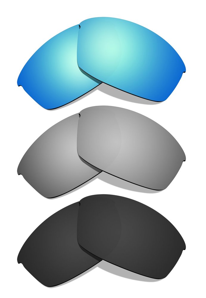 Littlebird4 Premium 1.5mm Polarized Replacement Lenses for Oakley Flak Jacket Sunglasses - MultiOptions (Black+Titanium+Blue)