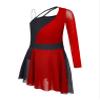 FEESHOW Girls Lyrical Ballet Figure Ice Skating Dress Costume Kids Gymnastic Leotard Dance Irregular Hem Dress Burgundy 6 Years view 1