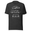 1965 Stang high-Performance Pony car GT350 Antique Collector Car Sketch Art Muscle Cars Short-Sleeve Unisex T-Shirt Dark Heather view 1