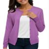 Urban CoCo Women's Long Sleeve Crew Neck Button Down Knit Cardigan Sweater (2XL, Light Purple) view 3