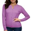 Urban CoCo Women's Long Sleeve Crew Neck Button Down Knit Cardigan Sweater (2XL, Light Purple) view 4