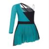 FEESHOW Girls Lyrical Ballet Figure Ice Skating Dress Costume Kids Gymnastic Leotard Dance Irregular Hem Dress Green 8 Years view 2