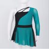 FEESHOW Girls Lyrical Ballet Figure Ice Skating Dress Costume Kids Gymnastic Leotard Dance Irregular Hem Dress Green 8 Years view 3