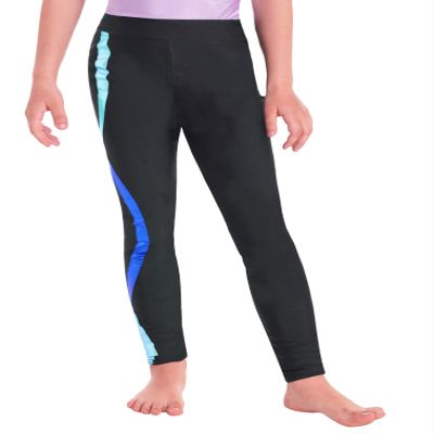 FEESHOW Figure Skating Pants Girl's Ladies Skating Pants Figure Skating Training Striped Print Stretchy Legging Black 10 Years