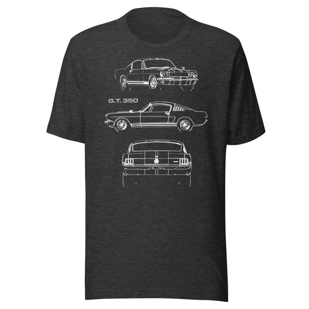 1965 Stang high-Performance Pony car GT350 Antique Collector Car Sketch Art Muscle Cars Short-Sleeve Unisex T-Shirt Dark Heather