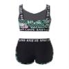 Hedmy Kids Girls 2Pcs Sportwear Set Plants Print Corp Vest Athletic Top and Shorts Palywear Outfit Black 4 Years view 2