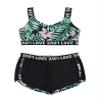 Hedmy Kids Girls 2Pcs Sportwear Set Plants Print Corp Vest Athletic Top and Shorts Palywear Outfit Black 4 Years view 3