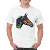 Dean Russo Colorful Horse T-Shirt Neon Mosaic Wild Mustang Men's Tee White Small view 2