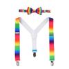 IBTOM CASTLE Baby Boys Y Back Adjustable Elastic Suspender Strong Sturdy Clip-on Braces Pre tied Bow Tie Set Kids Perfect for Tuxedo Rainbow-1 One Size view 1