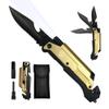 CHELONIAN Military Outdoor Hunting Camping Pocket Knife, Gold Multipurpose view 1