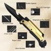 CHELONIAN Military Outdoor Hunting Camping Pocket Knife, Gold Multipurpose view 2