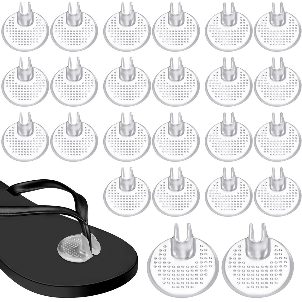 Tarpop 12 Pairs Silicone Thong Sandal Toe Guards Cushions Non Slip Flip Flop Toe Protectors Self Adhesive Toe Pad Gel Sandal Shoe Toe Insert for High Heels, Flip Flops, Sandals, Slippers, Clear