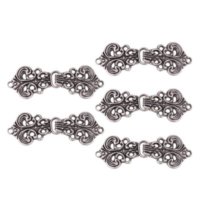 Alvivi 1/2/3/5 Pairs Vintage Cardigan Clip Swirl Flower Cloak Clasp Replacement Clips for Cardigan Sweater Cheongsam Cape Jacket Fastening Accessories Light Black B One Size