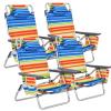 Goplus Beach Chair, 4 Pack Folding Backpack Beach Chairs for Adults with 5 Positions, Head Pillow, Cooler Bag, Towel Bar, Cup Holders, Sunbath Sling Tanning Lounge, Folding Layout Camping Chairs view 1