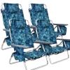 Goplus Beach Chair, 4 Pack Folding Backpack Beach Chairs for Adults with 5 Positions, Head Pillow, Cooler Bag, Towel Bar, Cup Holders, Sunbath Sling Tanning Lounge, Folding Layout Camping Chairs view 1