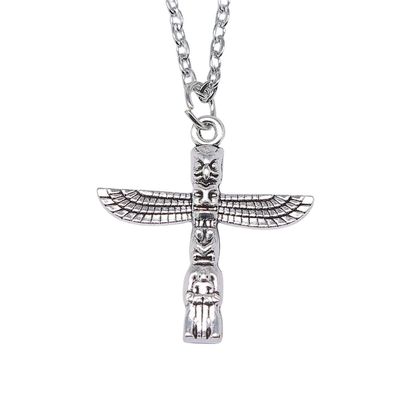 1Pc Antique Silver Color 27x25mm Mayan Totem Stone Column Pendant Necklace For Women