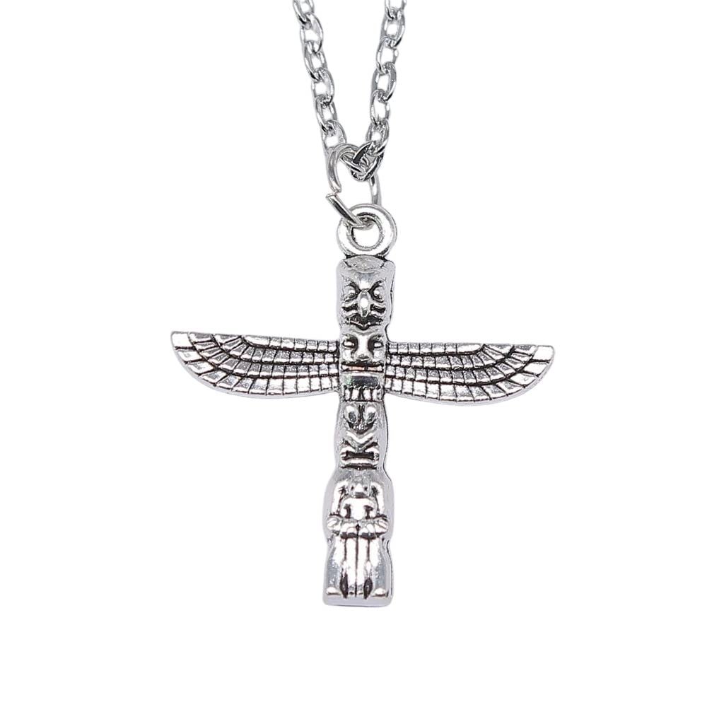 1Pc Antique Silver Color 27x25mm Mayan Totem Stone Column Pendant Necklace For Women
