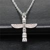 1Pc Antique Silver Color 27x25mm Mayan Totem Stone Column Pendant Necklace For Women view 4