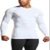 TSLA Men's UPF 50+ Compression Shirts, Cool Dry Long Sleeve Athletic Tops, Sports Baselayer Workout Shirt, White, Large view 2