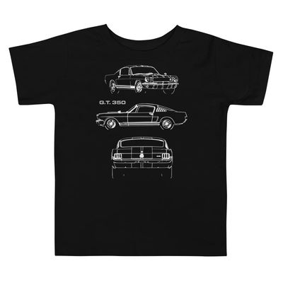 1965 Stang high-Performance Pony car GT350 Antique Collector Car Sketch Art Muscle Cars Graphic T-Shirt Black