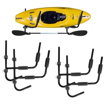 PIRIPARA Kayak Storage Rack Wall Mount 2 Pairs Garage Kayak Storage Hanger, Wall Bracket Holder for Kayaks, Canoe, Surfboard, Paddle Board, Max Load 100LBs, Black