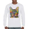 Dean Russo Shiva Cat Stare Long Sleeve T-Shirt Colorful Colorful Kitten White Small view 2