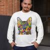 Dean Russo Shiva Cat Stare Long Sleeve T-Shirt Colorful Colorful Kitten White Small view 3