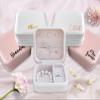 TEEAMORE Custom Travel Jewelry Box Small Jewelry Storage Case Add Your Text Name Gift For Women Girls Rings Necklaces Organizer Powder view 3
