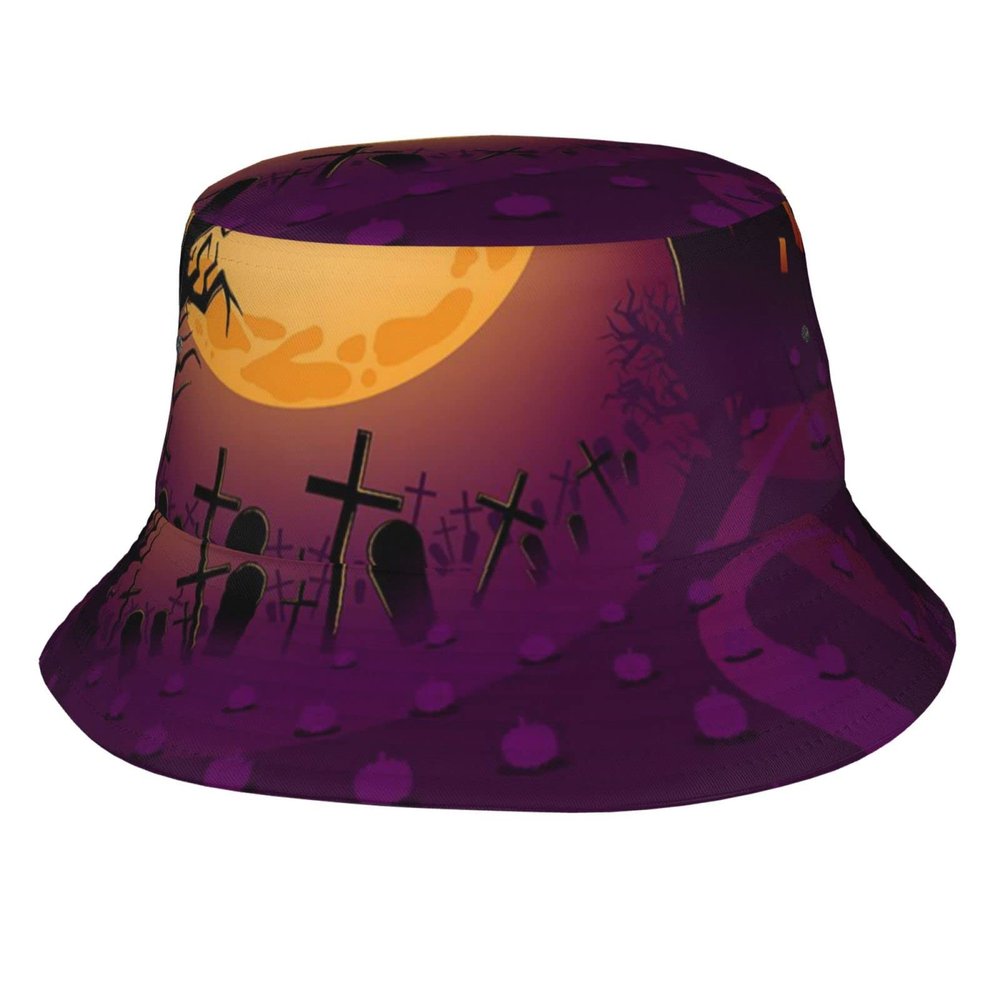 BDKJJLR Happy Halloween Print Fisherman Hat Unisex Summer Sun Protection Bucket Hat Sun Hat for Fishing Hiking