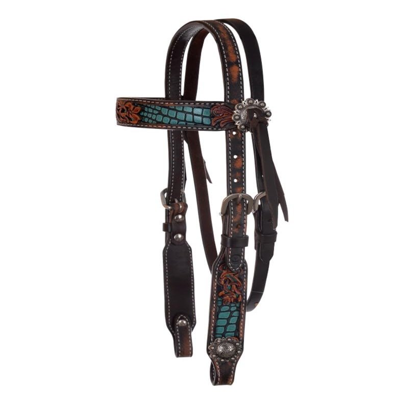 Circle Y Inlaid Filigree Browband Headstall