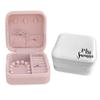 TEEAMORE Custom Travel Jewelry Box Small Jewelry Storage Case Add Your Text Name Gift For Women Girls Rings Necklaces Organizer White view 1