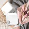TEEAMORE Custom Travel Jewelry Box Small Jewelry Storage Case Add Your Text Name Gift For Women Girls Rings Necklaces Organizer White view 3