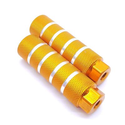 2 Pack Aluminum Alloy Bike Pegs Anti-Skid Lead Foot Bicycle Pegs for Cycling Rear Stunt Fit 3/8 Inch Axles 26T (Gold)
