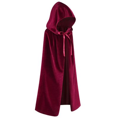 Regenboog Kids Velvet Cape with Hood,31.5inch,Burgundy Cloak for Kids,Short Velvet Cape Women