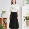 Basoteeuo Black Pleated Skirt for Women Midi Length Summer High Waisted A Line Elastic Waist Skirts S view 2