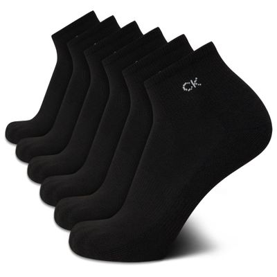 Calvin Klein Mens Quarter Socks - 6 Pack Cushioned Mini Crew Athletic Socks for Men, Ideal for Running, Sport, and Hiking, Size 7-12, Black