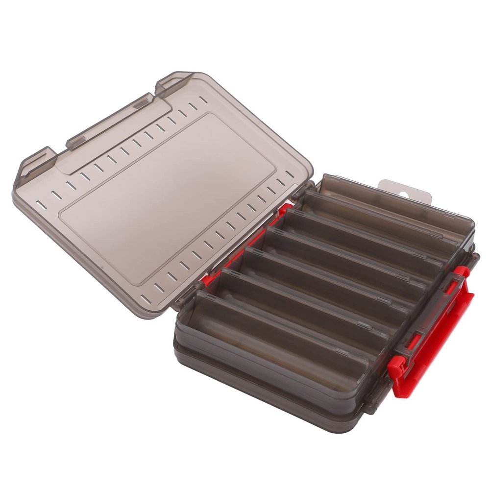 Fishing Lure Storage Box, Double Sided Breathable Anti Lost Handle Tackle Box for Anglers Boat Shore Fishing Trips