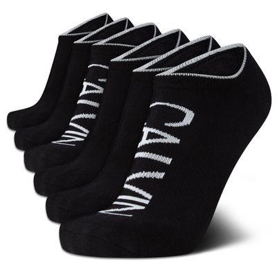Calvin Klein Mens No Show Socks - 6 Pack Cotton Blend Soft Cushioned Athletic Low Cut Socks for Men, Size 7-12, Black Assorted