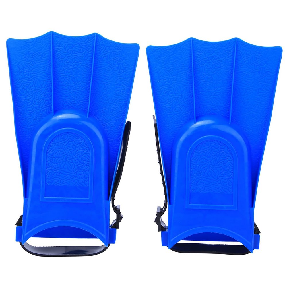 A Pair PVC Children Lightweight Diving Swimming, 7.48 X 4.53 Inch Training Fins Snorkeling Short Flippers Swim Foot Diving Heel Children Kids Youth Snorkel Combo Set Swimming(25 Yards -30 Yards-Blue)