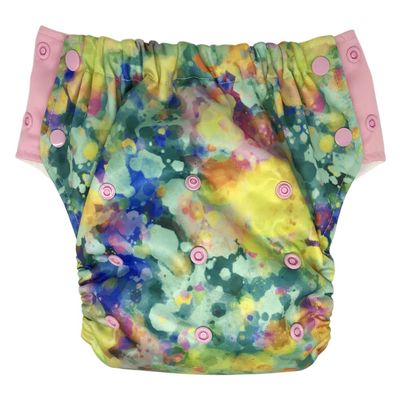 EcoAble Reusable Potty Training Diaper with Insert, Daytime Pull-on Cloth Training Pants for Toddlers and Big Kids (Size 3, Stained Glass)